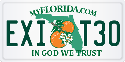 FL license plate EXIT30