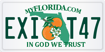 FL license plate EXIT47