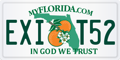 FL license plate EXIT52