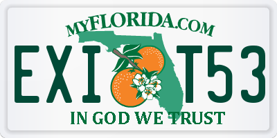 FL license plate EXIT53