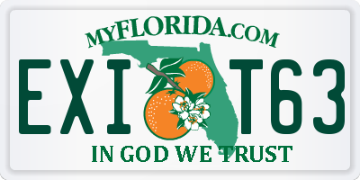 FL license plate EXIT63