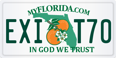 FL license plate EXIT70