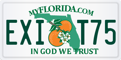 FL license plate EXIT75
