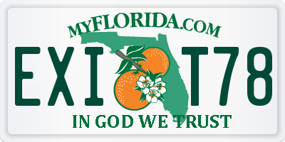 FL license plate EXIT78