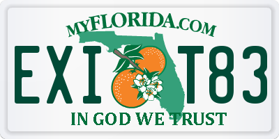 FL license plate EXIT83