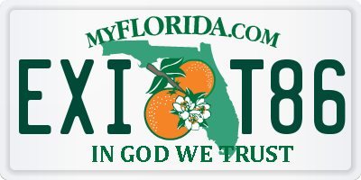 FL license plate EXIT86