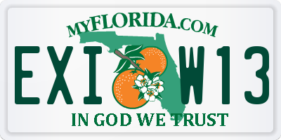 FL license plate EXIW13