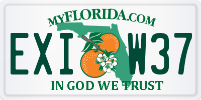 FL license plate EXIW37