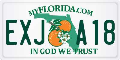 FL license plate EXJA18
