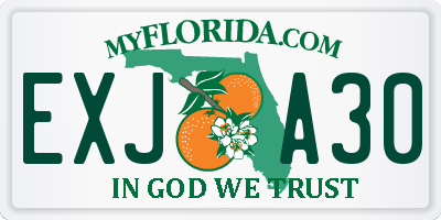 FL license plate EXJA30