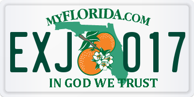 FL license plate EXJO17