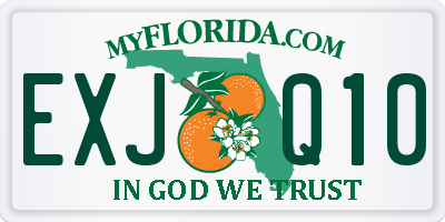 FL license plate EXJQ10