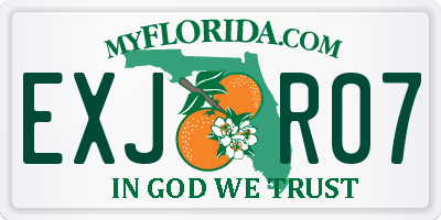 FL license plate EXJR07
