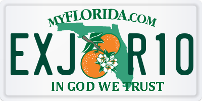 FL license plate EXJR10
