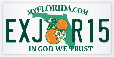 FL license plate EXJR15