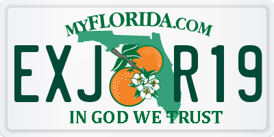FL license plate EXJR19