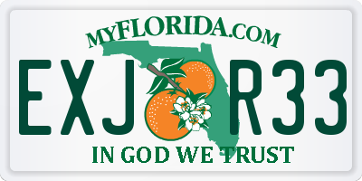 FL license plate EXJR33