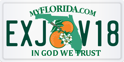 FL license plate EXJV18