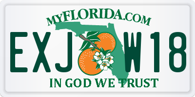 FL license plate EXJW18