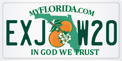 FL license plate EXJW20