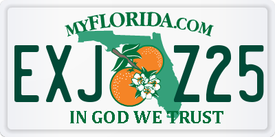 FL license plate EXJZ25