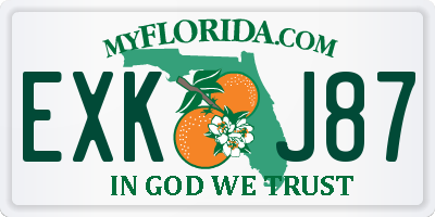 FL license plate EXKJ87