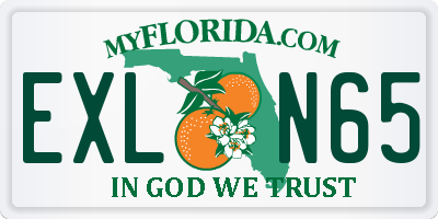 FL license plate EXLN65