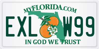 FL license plate EXLW99