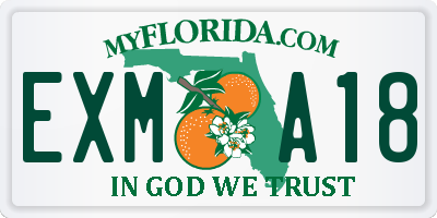 FL license plate EXMA18