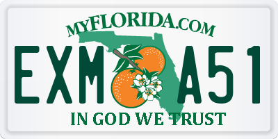 FL license plate EXMA51
