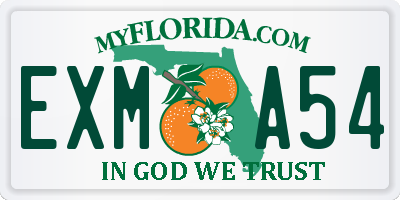 FL license plate EXMA54
