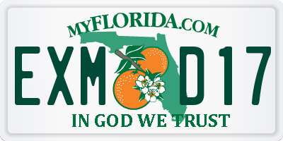 FL license plate EXMD17