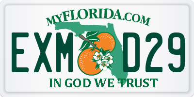 FL license plate EXMD29
