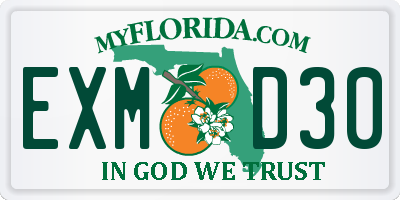 FL license plate EXMD30