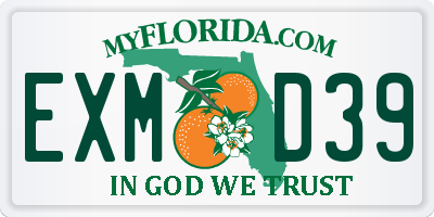 FL license plate EXMD39