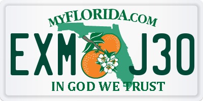 FL license plate EXMJ30