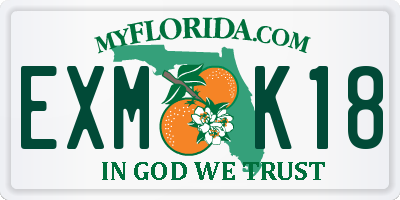 FL license plate EXMK18