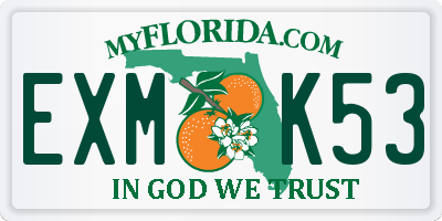 FL license plate EXMK53