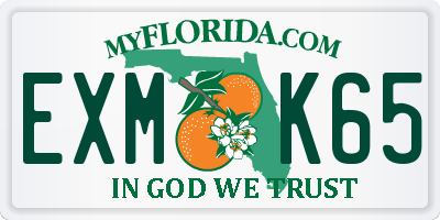 FL license plate EXMK65