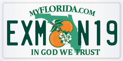 FL license plate EXMN19