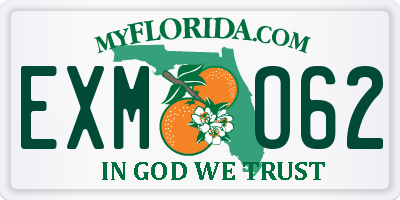 FL license plate EXMO62