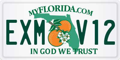 FL license plate EXMV12