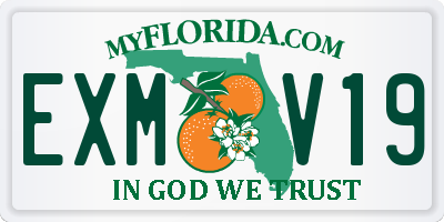 FL license plate EXMV19