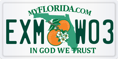 FL license plate EXMW03