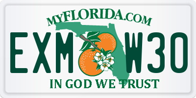 FL license plate EXMW30