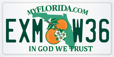 FL license plate EXMW36