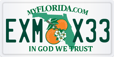 FL license plate EXMX33