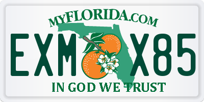 FL license plate EXMX85