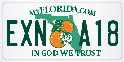 FL license plate EXNA18