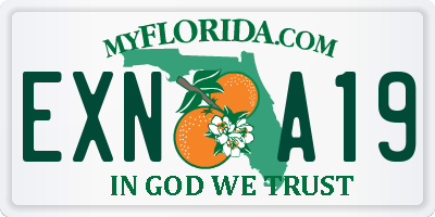 FL license plate EXNA19